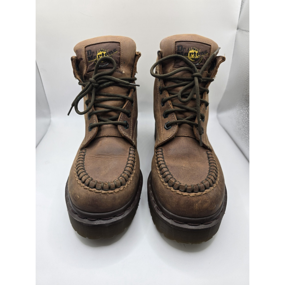DR. MARTENS Womens Chunky Brown Leather Lace Boots. Worn 1 Time Size 5 - Picture 2 of 14